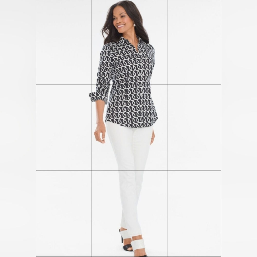 Chico Playful Loop  Caroline No Iron  Shirt size 3